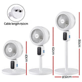 Devanti Pedestal Fan W/ Remote 3 Speed 12H Timer Height Adjustable Cooling Fan